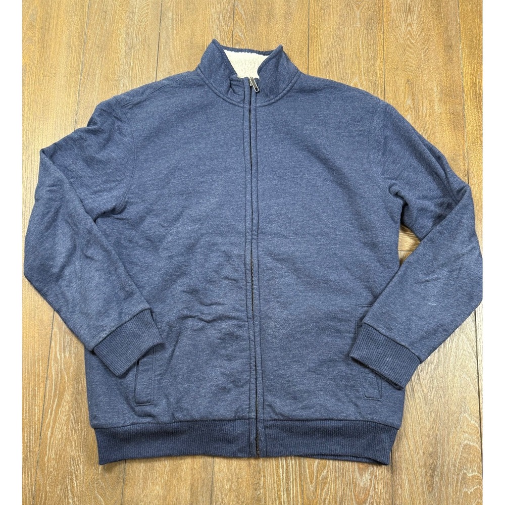 Club Room Men's Sherpa Lined Full Zip Jacket Navy Blue Size M Warm Casual 3242